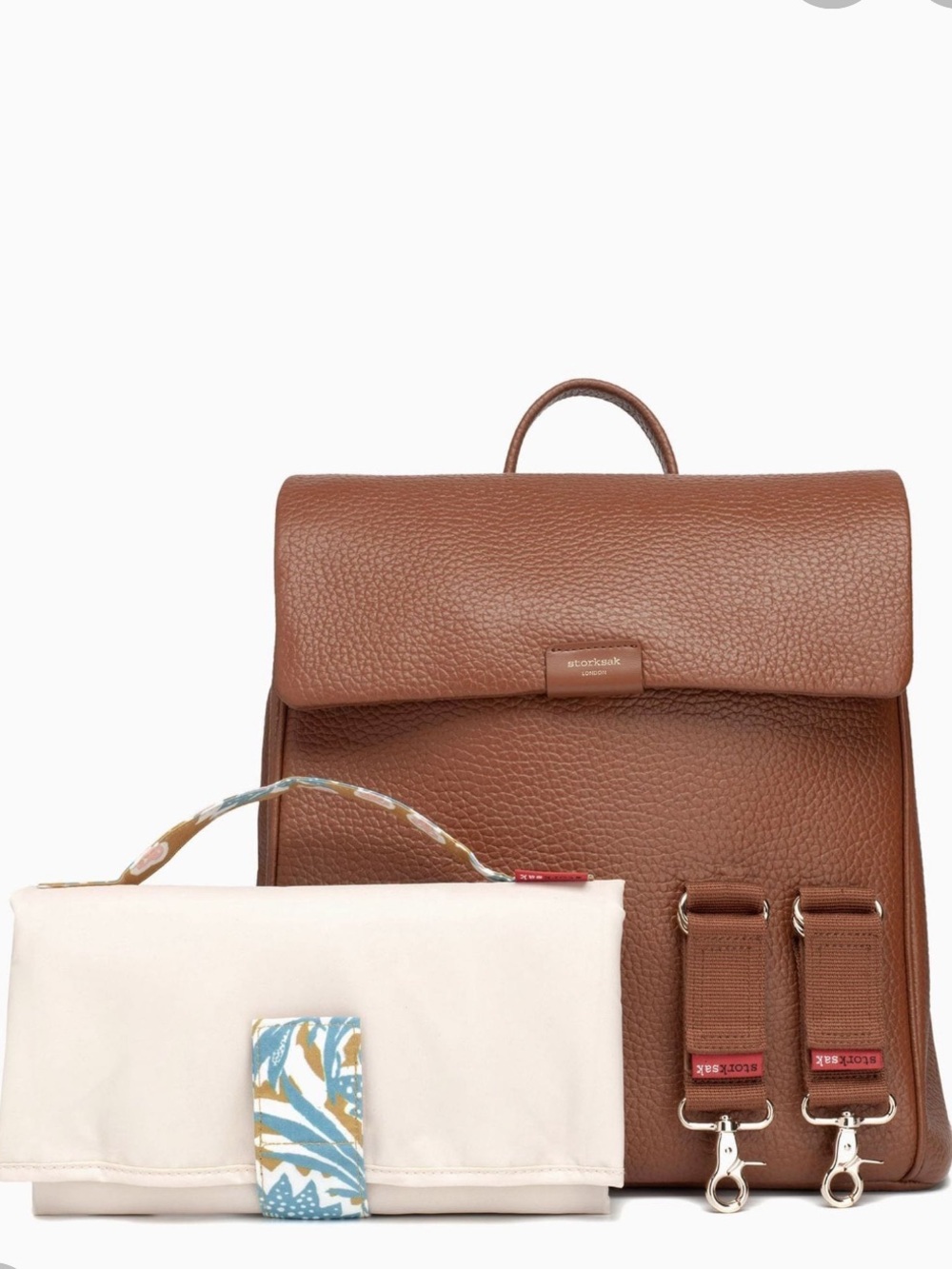 Storksak NWT St. James Tan Leather Convertible Diaper Bag